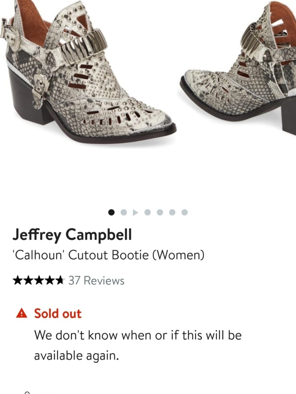 Jeffrey Campbell Silver and Black Snake-Print Cutout Western Bootie - Picture 6 of 7